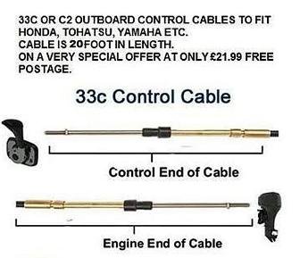 outboard engine control cable 33c c2 20ft